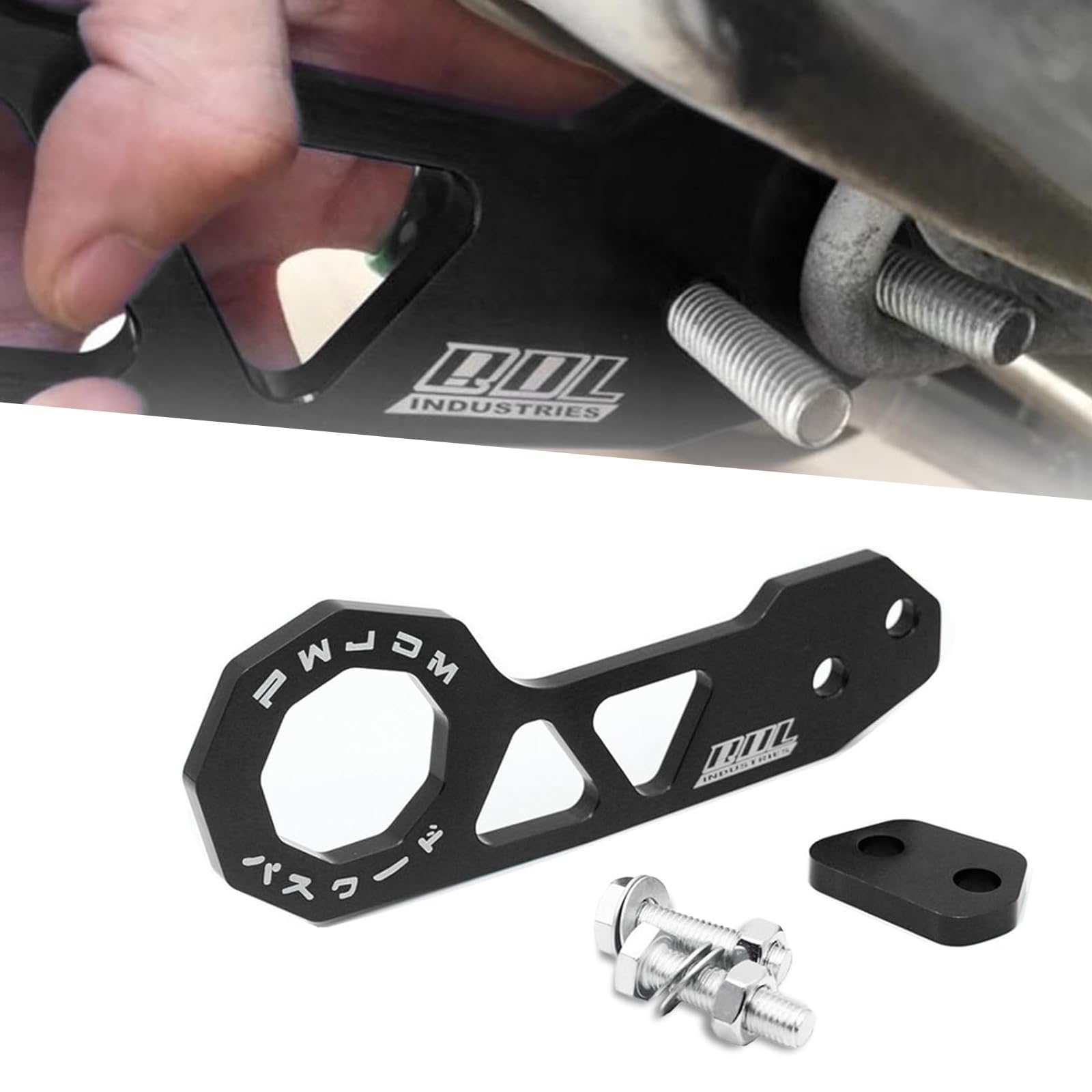 Pack-1 High-Strength Pull Ring, Portable Car Front Rear Tow Hitch, Universal Automobile Decoration Supplies, for Most Cars, Trucks and Vans (Black)