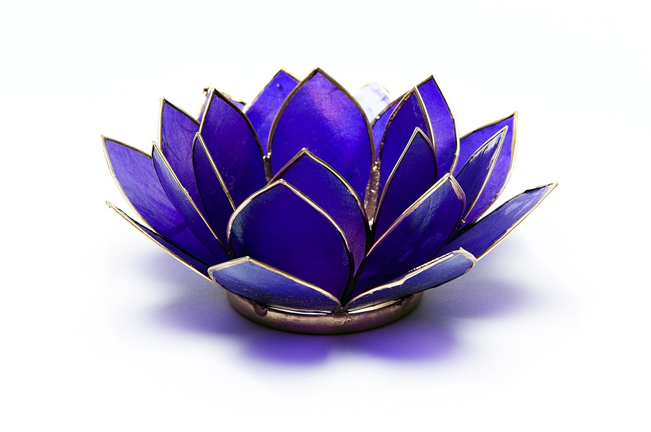Portacandela Loto 7� Chakra Capiz viola - oro