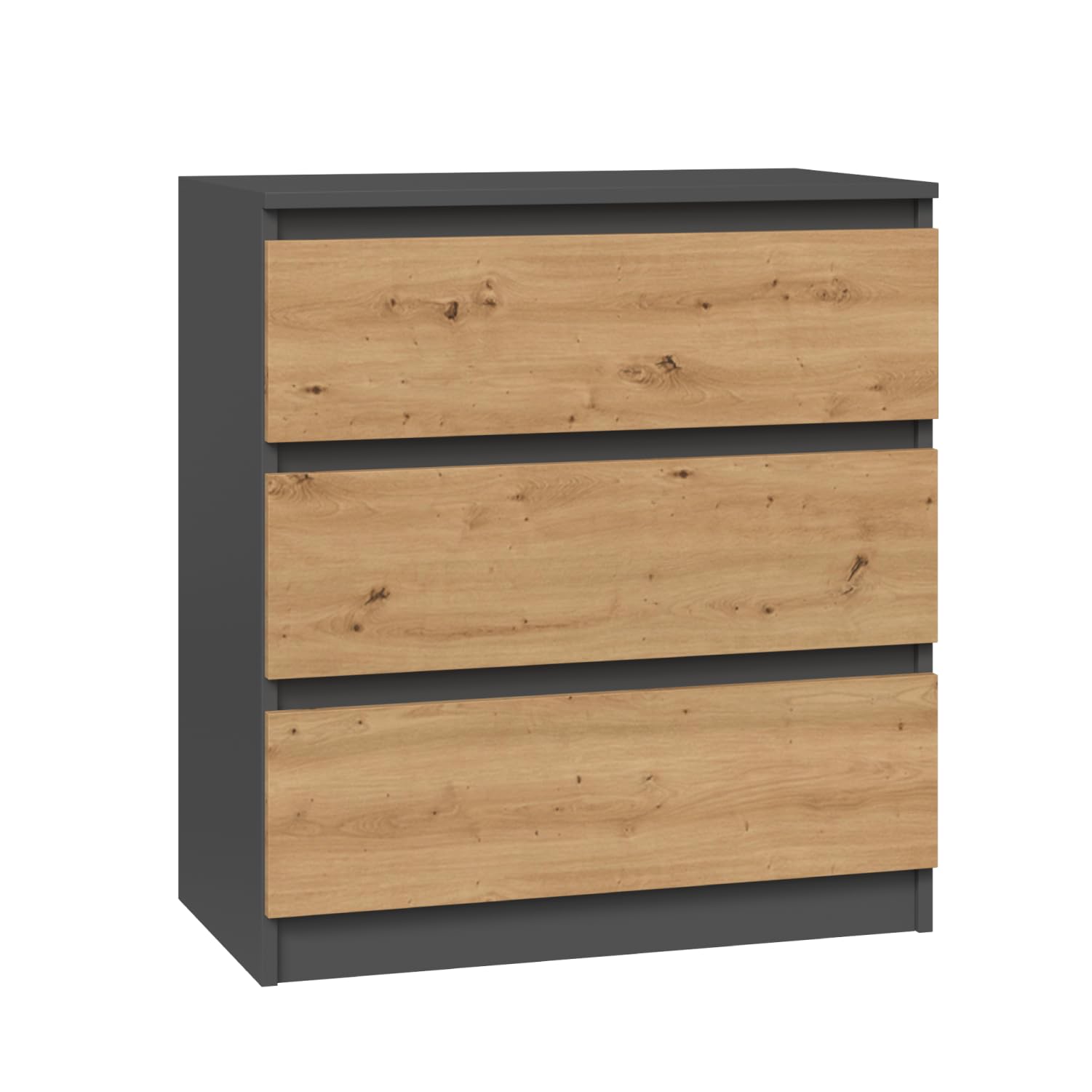 WHATSIZE ENTERPRISE – Moderna – Small Chest of Drawers – Contemporary 3 Drawer Bedside Table & Night Stand - Office, Lounge & Bedroom Furniture Storage Cabinet, Anthracite Artisan — image 1