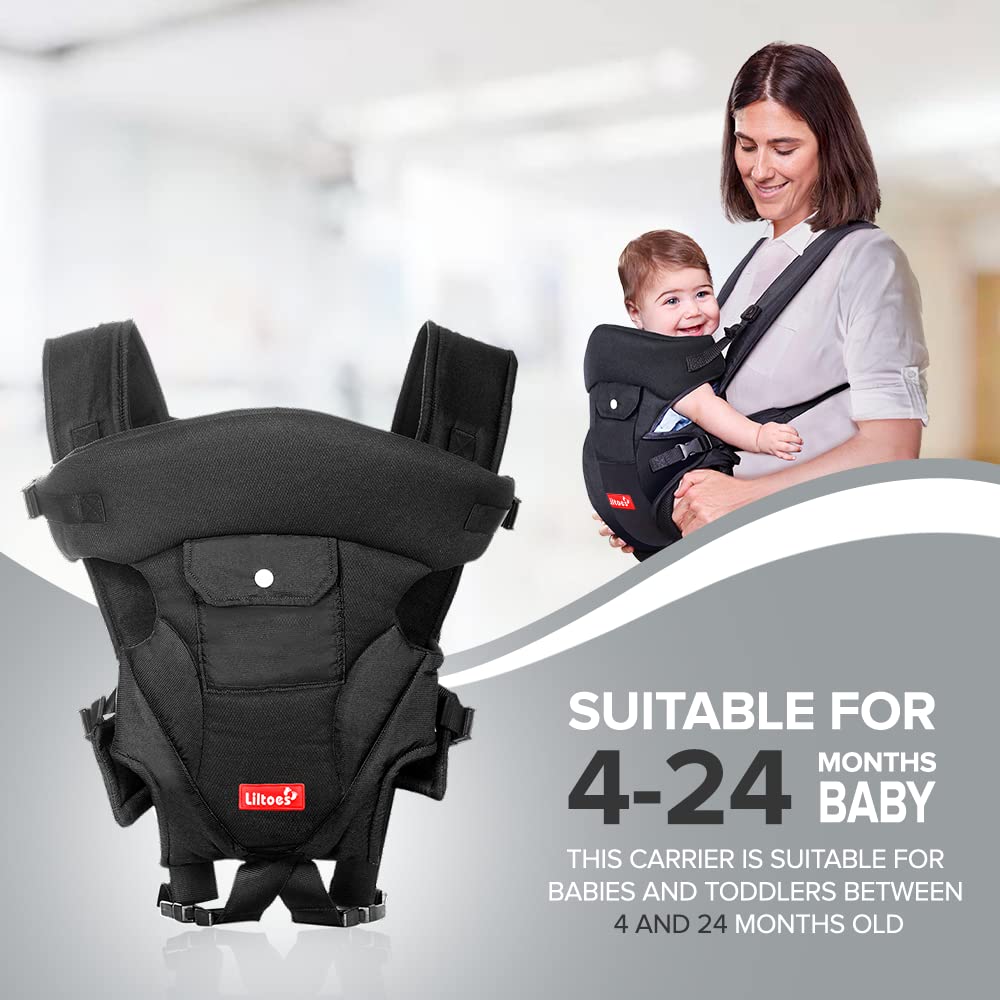 Liltoes Infant Baby Carrier Bag For 3M To 2Year Baby|Kangaroo Bag With 3 Carry Positions Max Weight Up To 12 Kgs (Black) - Image 3 thumbnail