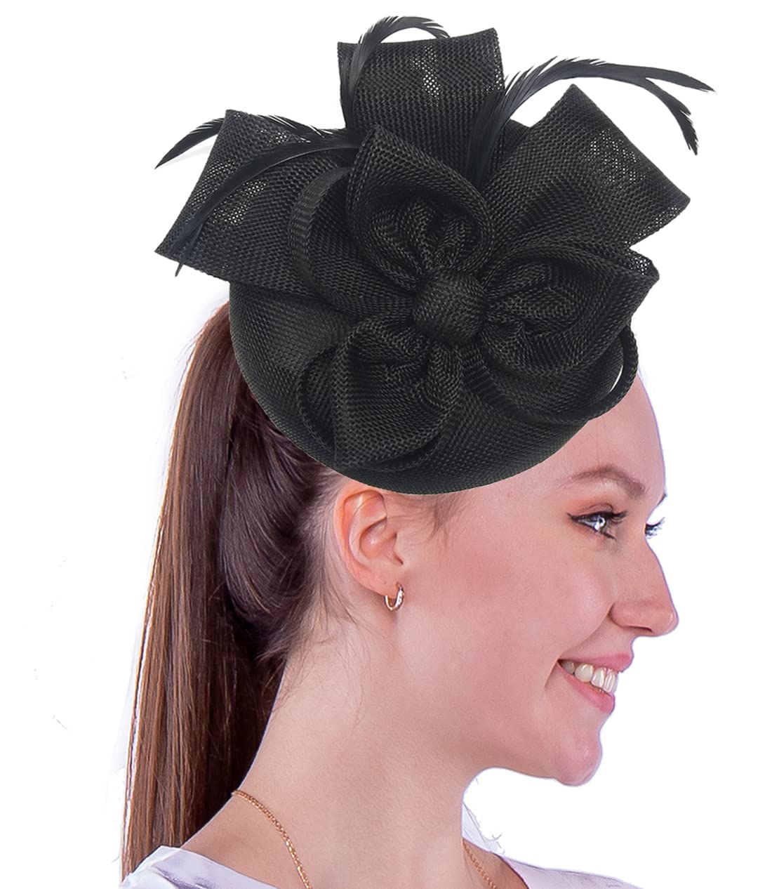 Coolwife Fascinators Pillbox Hat Sinamay Feather Flower Derby Ball Wedding Church Party Headwear