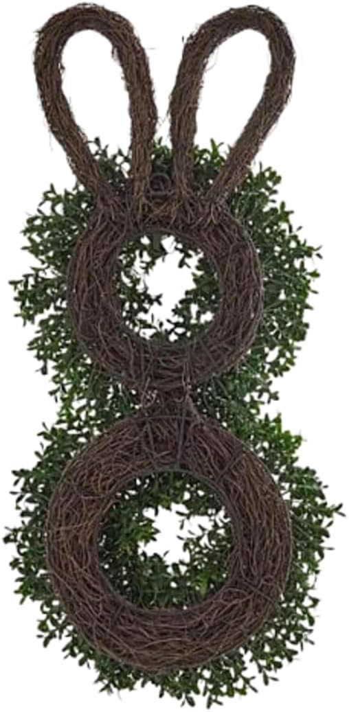 Decorative Boxwood Bunny Door Hanger for Seasonal Home Display, 1 Piece