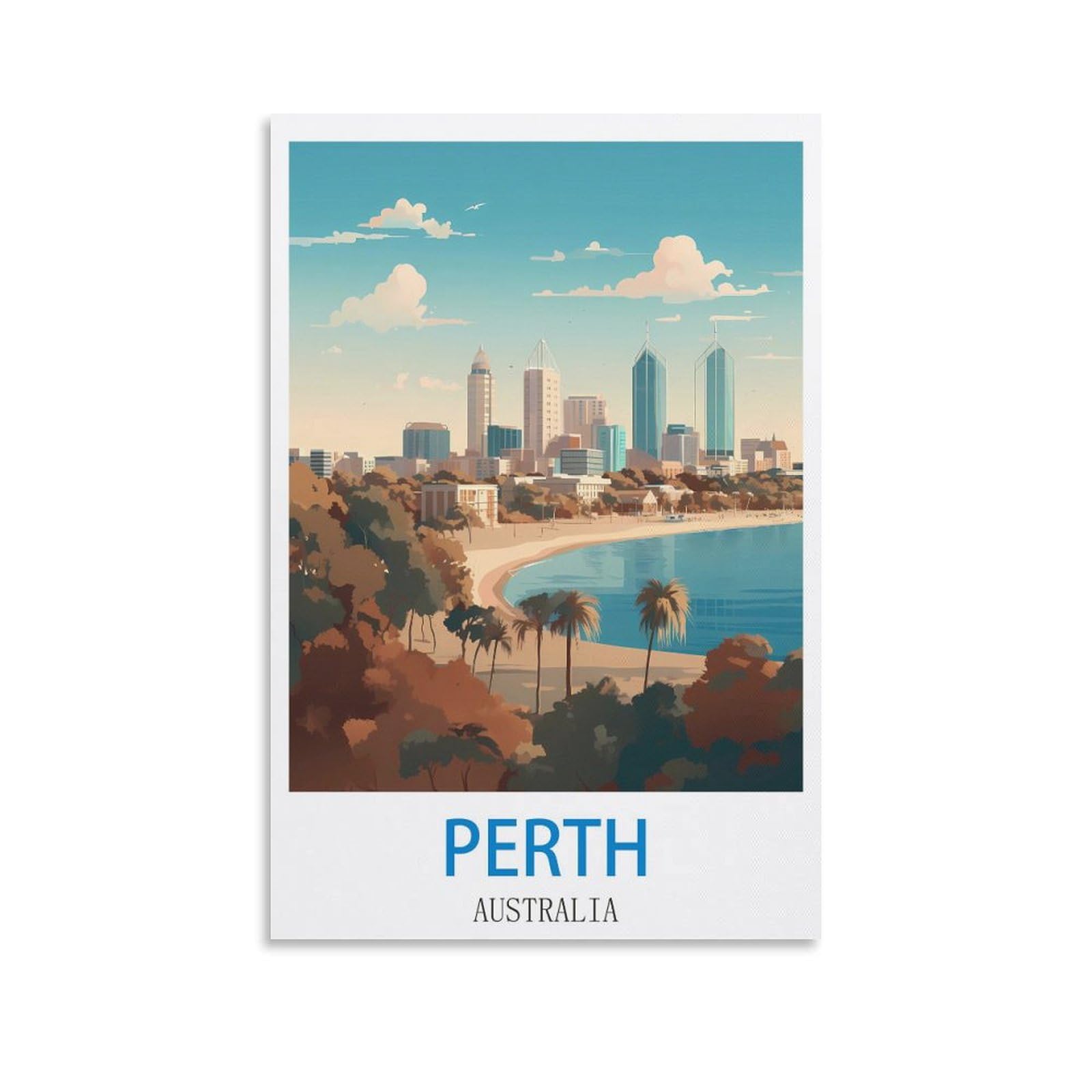 Zhilijing Unframe-Style Perth Australia Vintage Travel Posters 08X12inch(20X30cm) Decorative Painting Canvas Wall Posters And Art Picture Print Modern Family Bedroom Decor Posters