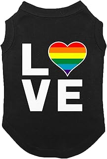 Love - Rainbow Heart LGBTQ Pride Dog Shirt (Black, X-Large)
