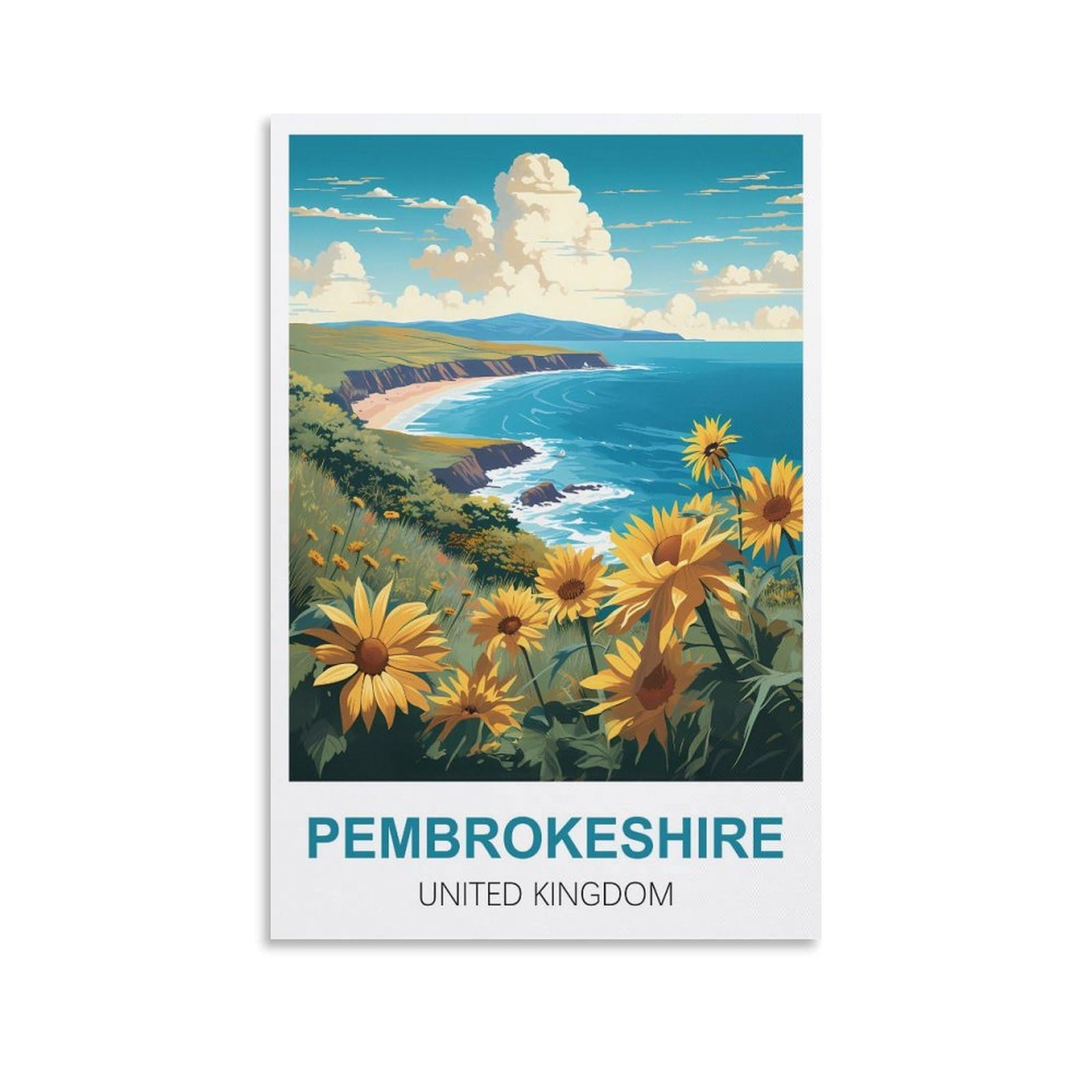 EZMLFA Paint by Number for Adults on Canvas Pembrokeshire United Kingdom DIY Oil Painting, Pictures Drawing Paintwork with Paintbrushes Decoration Gift 40x50cm