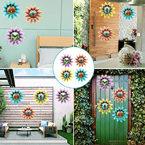 SZHTSWU 4 Pcs Metal Sunflower Wall Decoration Garden Butterfly Ladybug Dragonfly Bee Metal Art Craft Hanging Ornament Wall Sculptures Indoor Outdoor Yard Lawn Home Garden Tree Fence Art Decoration
