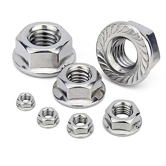 1/4-20 Serrated Flange Nuts 50 Pack 304 Stainless Steel Hex Lock Nuts Full Thread for Industrial Construction Fasteners