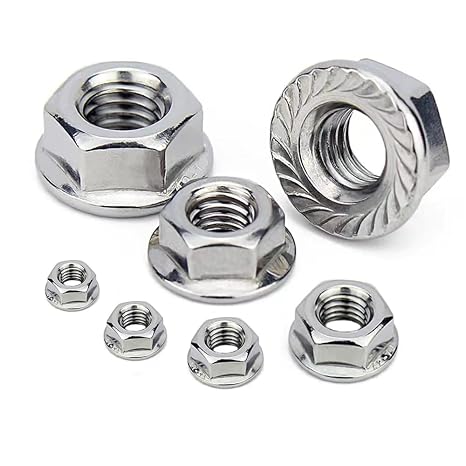 1/4-20 Serrated Flange Nuts 50 Pack 304 Stainless Steel Hex Lock Nuts Full Thread for Industrial Construction Fasteners