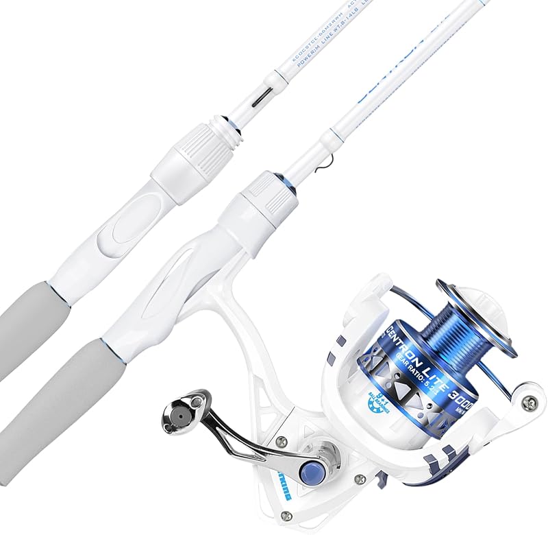 Combo de caña y carrete de pesca KastKing Centron Lite, cebo y spinning | Combo de Baitcaster y Spinning, cañas en blanco de 2 piezas, guías de acero inoxidable con anillos de cerámica, mango de EVA, pesca en agua dulce