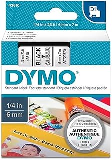 Dymo D1 Schriftband 6 mm x 7 m schwarz auf transparent 43610