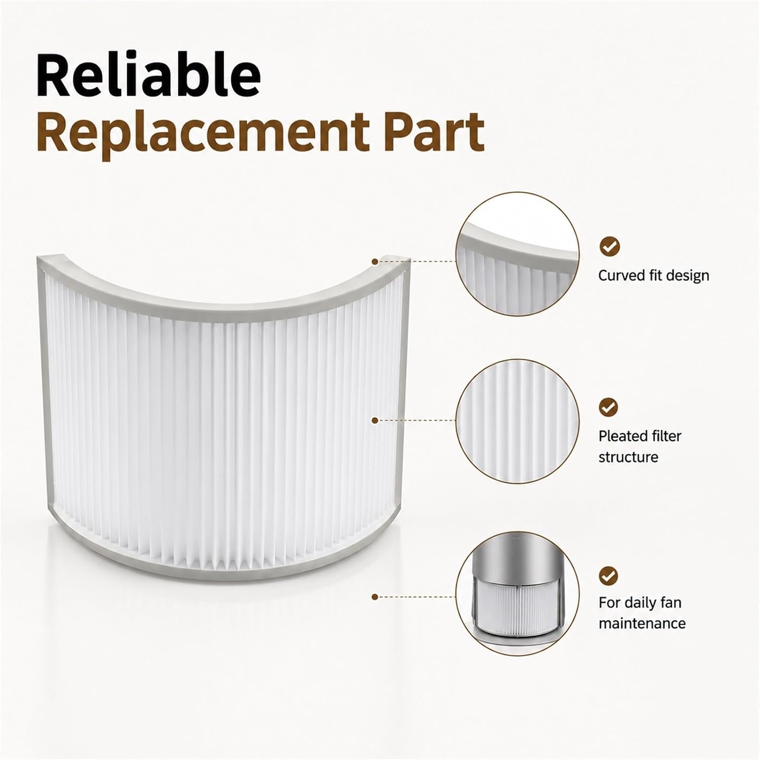 Replacement Filter for DREAME Bladeless Tower Fan MF10, Easy to Install Household Tower Fan Filter Parts for Daily Maintenance