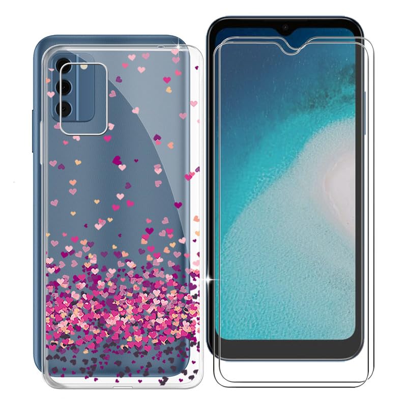 Custodia Flessibile Con Fiori Viola Per Nokia C300 | Cover TPU Trasparente Morbida Con Protezione Antiurto Per Ragazze