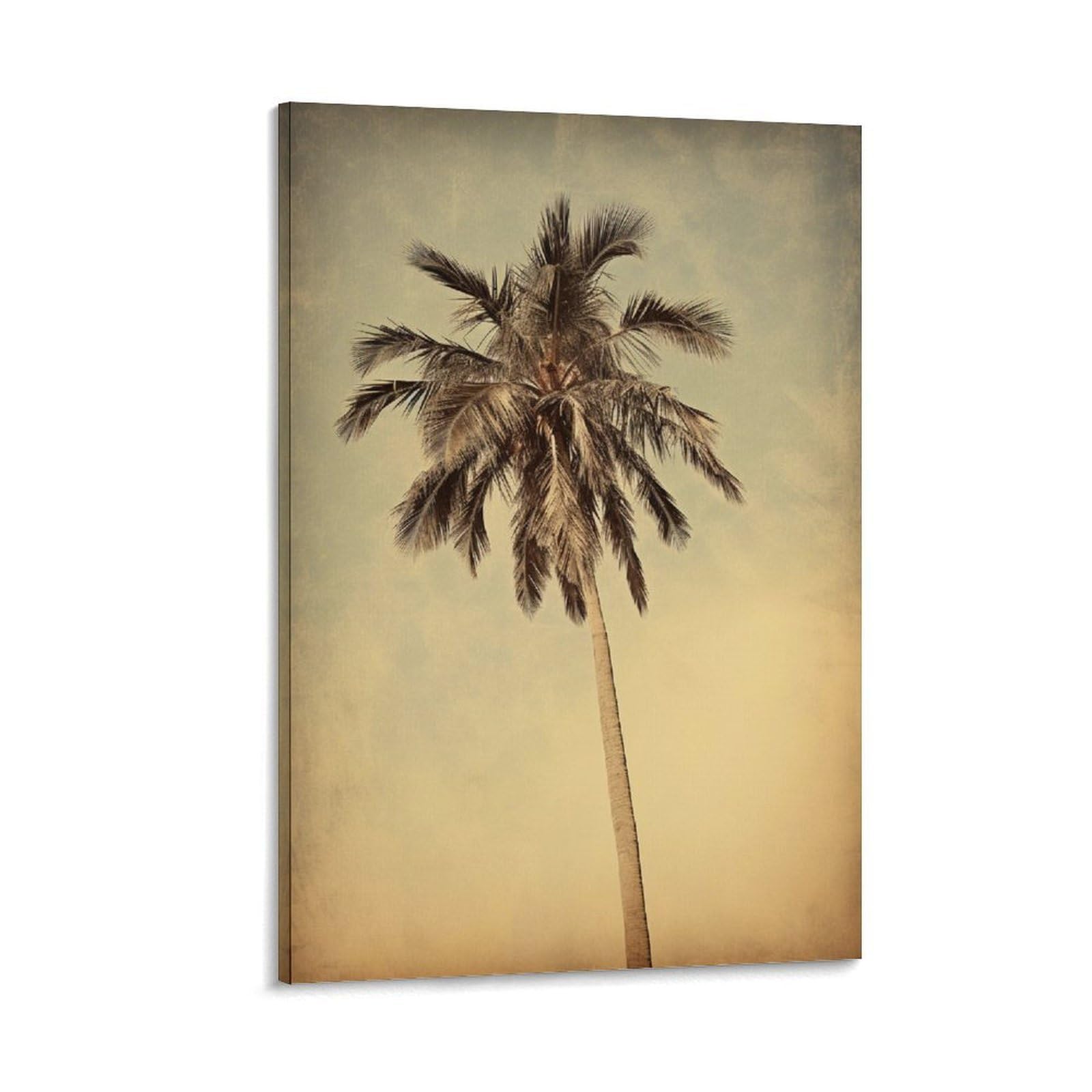 EUUMKOO Vintage Palm Tree Canvas Wall Art, Tropical Plant Abstract Picture Painting on Canvas, Print Poster Decoration Artwork for Home Living Room Bedroom Wall Decor Frame 24x36inch(60x90cm)