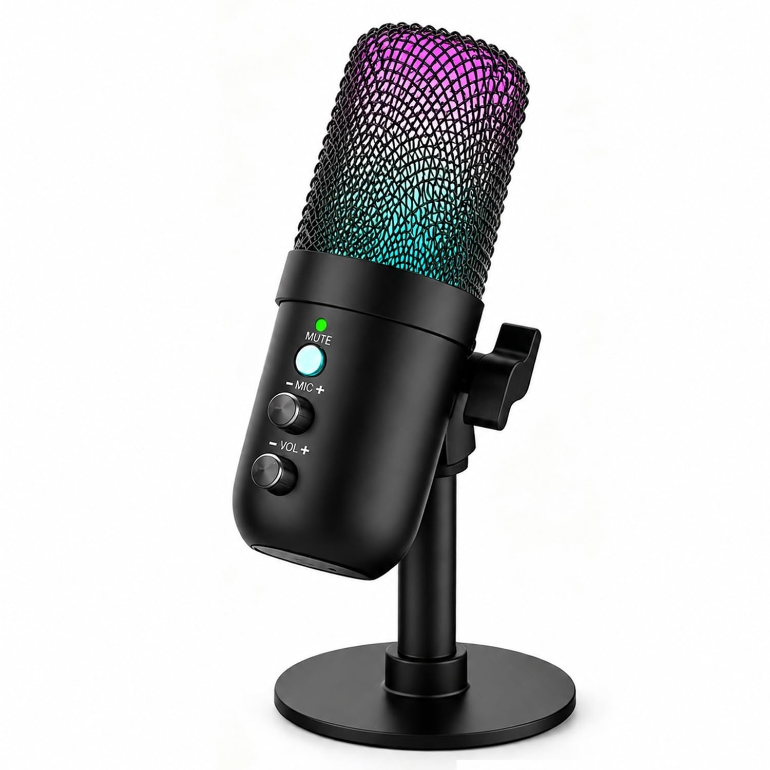 USBマイク コンデンサーマイク 192kHz/24bit 16mm高感度 カーディオイド DSPノイズ低減 RGBライト搭載 Hi-Fi録音 静音機能 卓上マイク Type-C対応 プラグ＆プレイ 配信 録音 ゲーム実況 Web会議 ASMR Windows Mac PS4 PS5対応