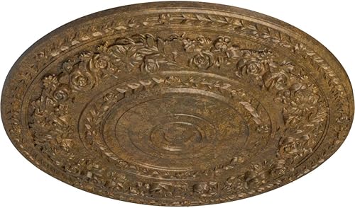 Vista 48 de Ekena Millwork CM33RO Medallón de techo de rosa, 33 7/8 pulgadas de diámetro exterior x 2 3/8 pulgadas P