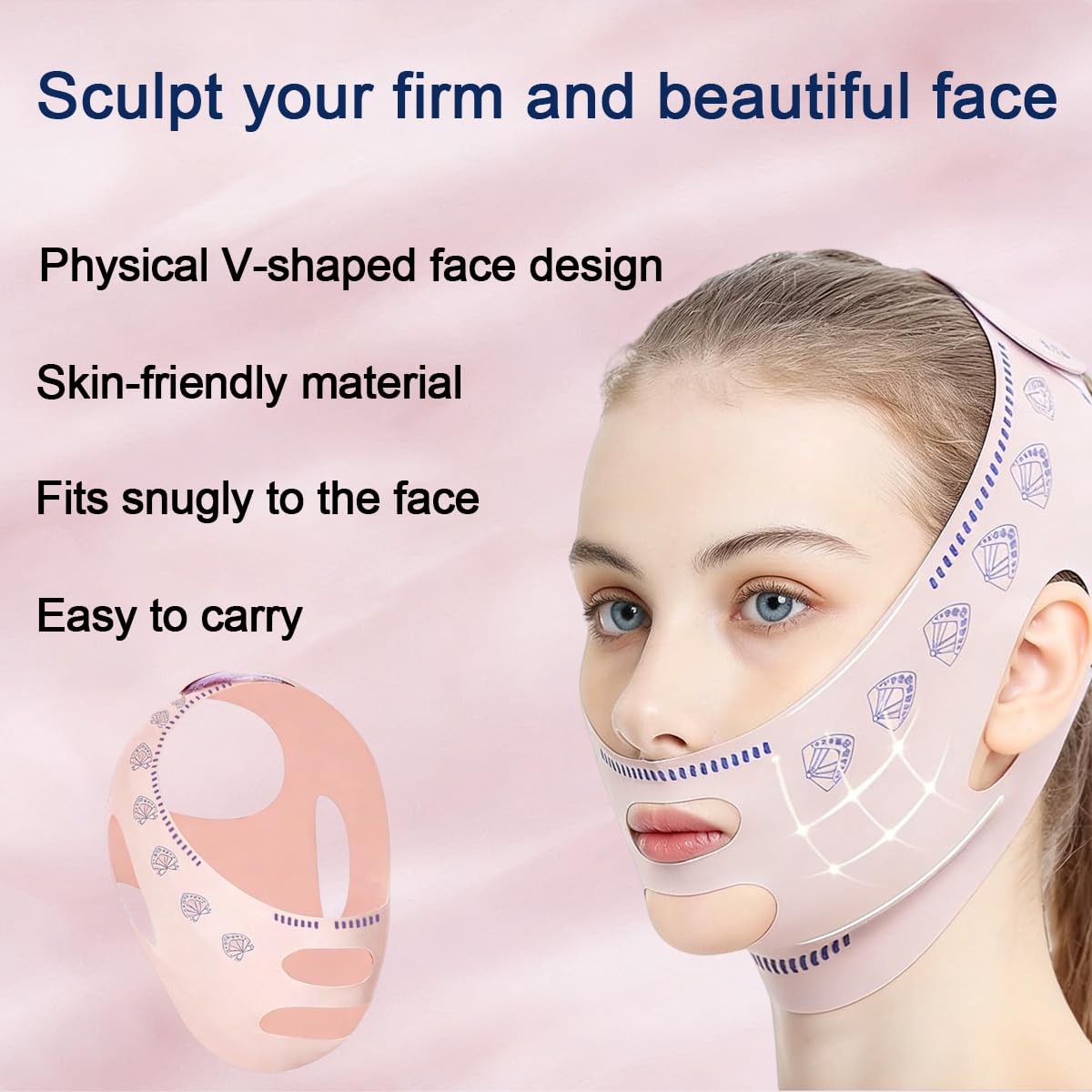 2 Piezas Correa Facial V Line Ajustable, Mascarilla para Papada Reutilizable en Forma de V, Banda de Ajuste de Cara de Barbilla en Forma de V, Banda Reafirmante Facial Transpirable, Ideal para Reducir — view 3