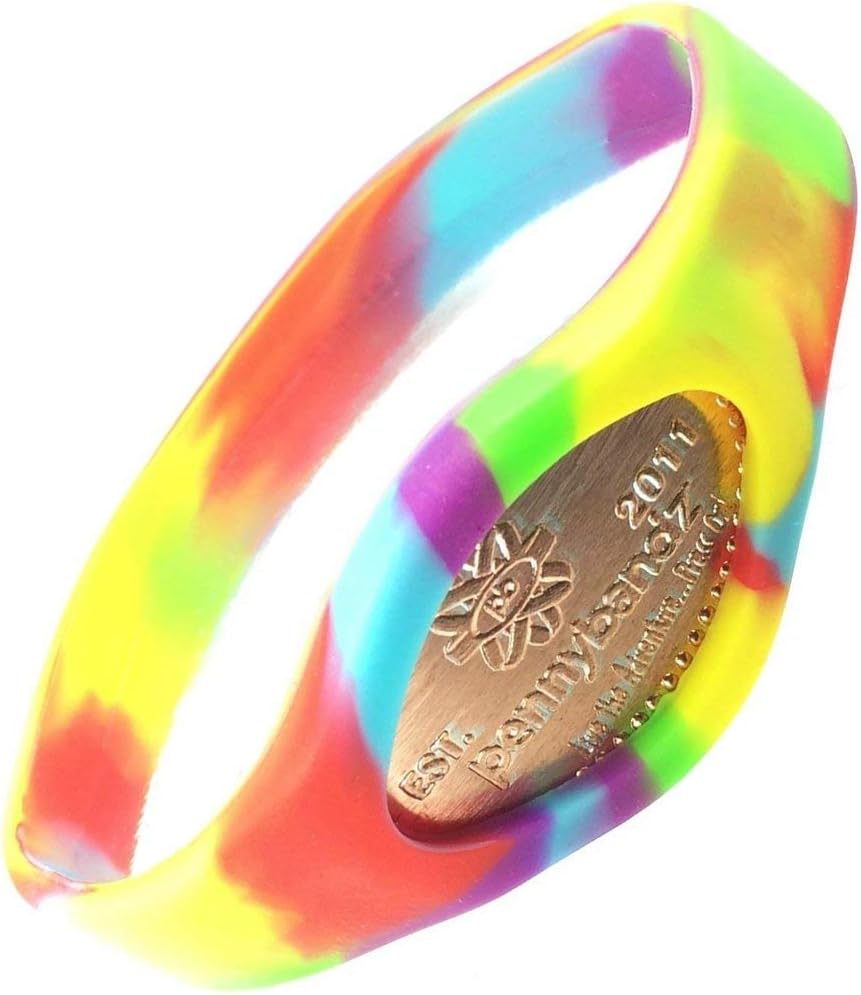 Wearable Souvenir Wristband for Pressed Penny (Groovy Tie Dye, Youth – 175mm (6.89 inches) Youth to Adult x-Small)