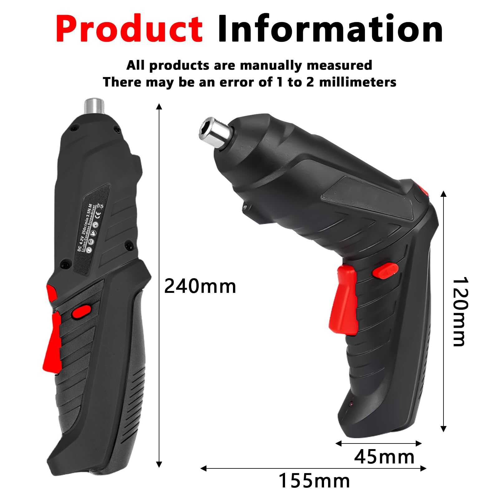 Mini Avvitatore Elettrico 3.6V Con 47 Accessori - Pieghevole A 90°, Luce LED, Per Fai-da-te E Casa - Foto 5