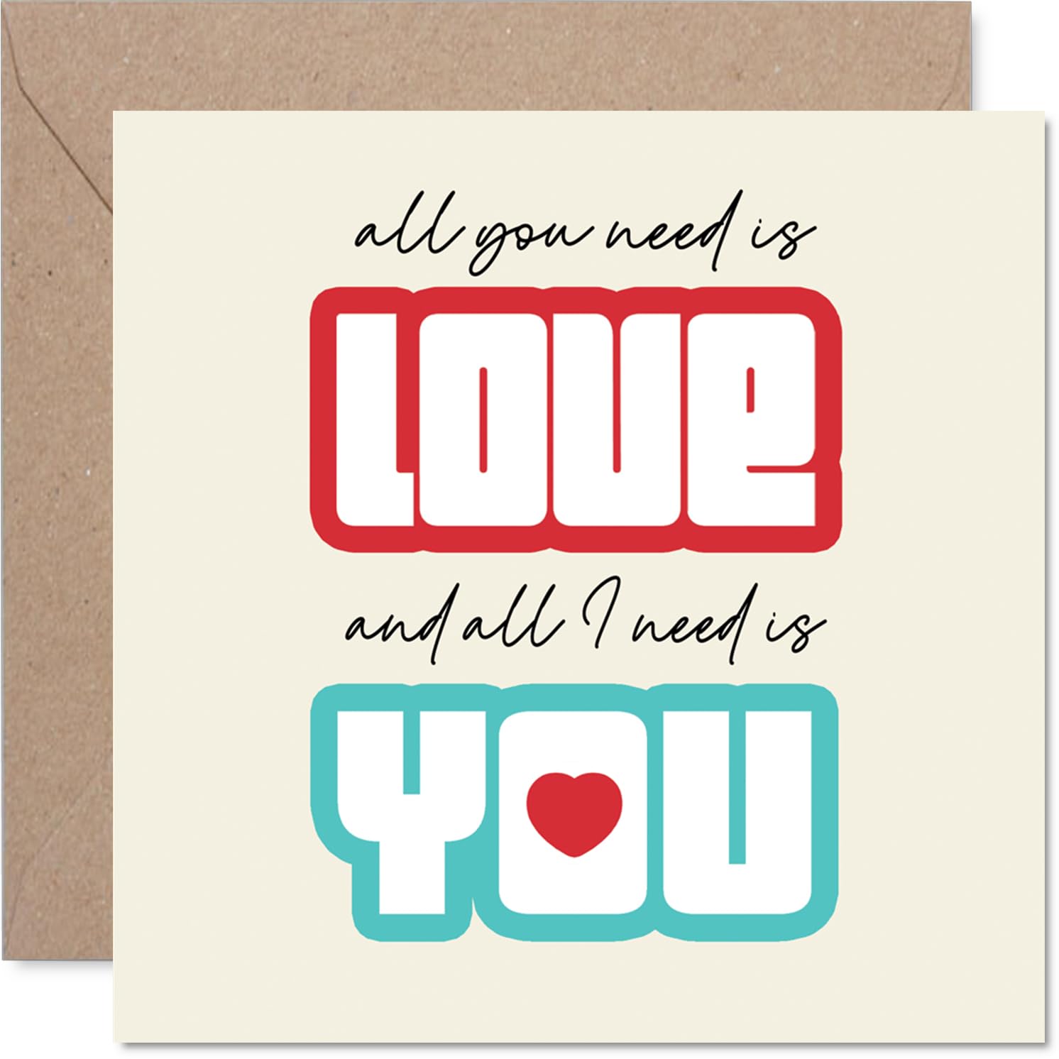 Cute Anniversary Card - All You Need Is Love - Adorable Happy Anniversary Card for Women Men, 145mm Joke Humour Anniversaries Greeting Cards