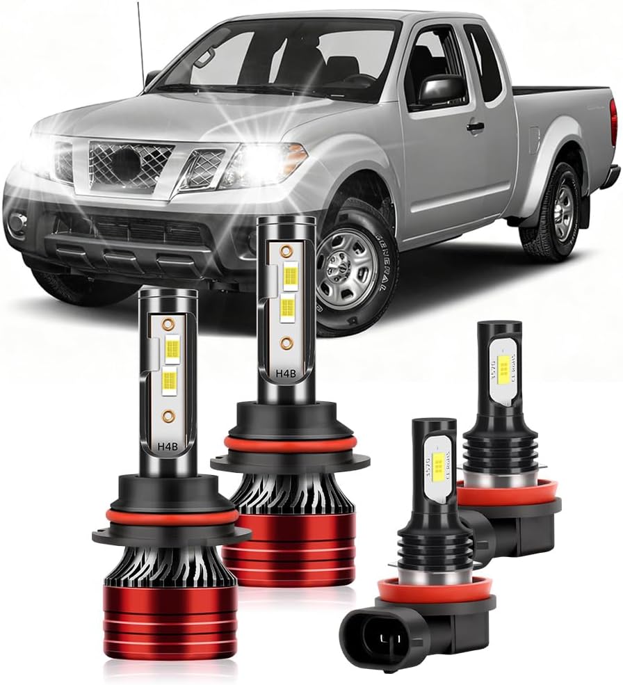 Light Bulbs Compatible for 2005-2019 Nissan Frontier 9007 High Low Beam H11 Fog Lights Combo Pack 800% Brightness with Cooling Fan Plug N Play Pack of 4