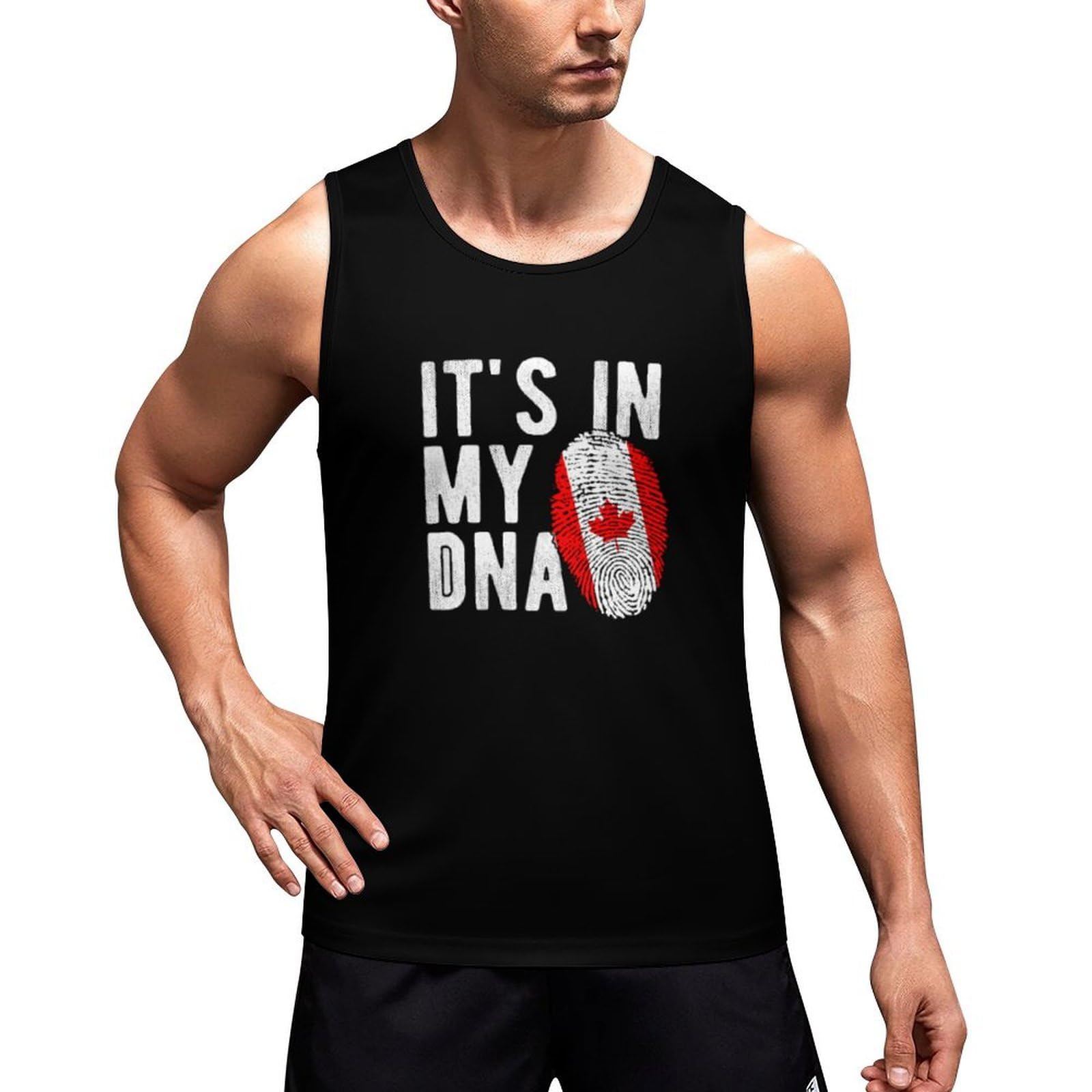 Smazdfxx Men's Black Canada Flag Canadian Tank Top Sleeveless Tee Vest Casual Workout Tshirt Beach Athletic Undershirts