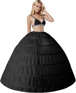 Plus Size Crinoline Petticoat Ball Gown Skirt Slips for Wedding Dress Floor-length 6 Hoops Underskirt, 9 Colours