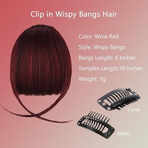 Miniatura 3 de Flequillo con clip en flequillo, extensiones de cabello 100 % humano con clip, extensiones de cabello con flequillo al aire con clip de sienes,