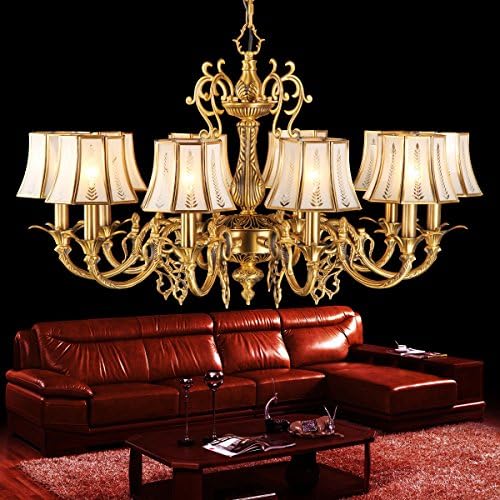 FY European-style brass chandeliers brass chandelier living room bedroom dining room chandelier copper pendant chandelier [Energy Class A++]