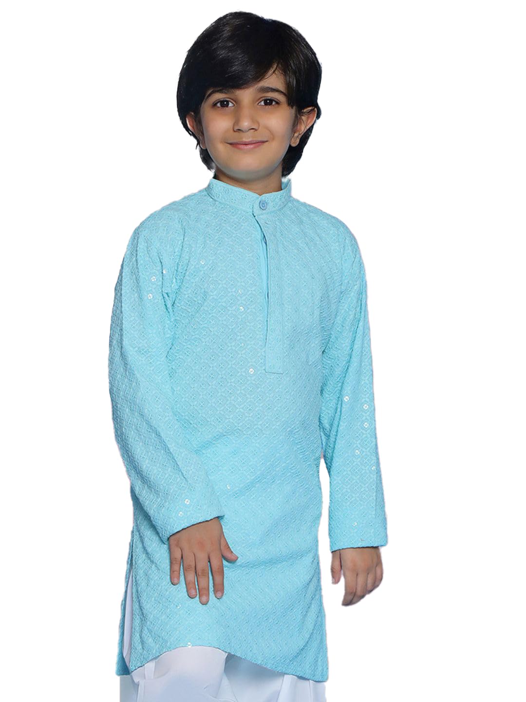 AJ DEZINES Chikankari Kurta For Boys- Ethnic Wear | Embroidery Chikankari Sequined | Traditional & Festive Outfit | Cotton Stylish Boys Kurta | Perfect For Wedding & Family Function