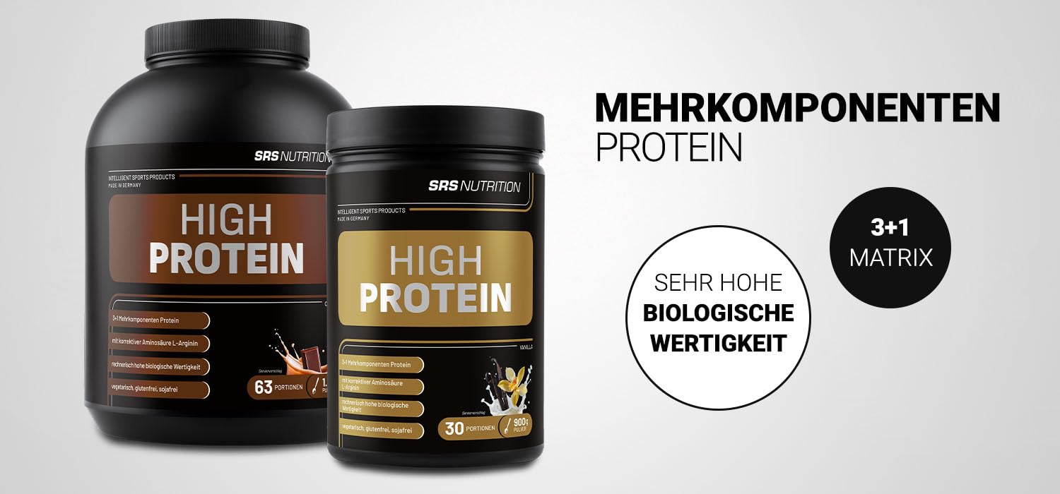 SRS Muscle High Protein Aquatic XL, 900 g, vanille | Protéine multi-composants 3+1 | Optimisée pour la valeur biologique | Sans aspartame | Réduit le lactose | Qualité supérieure allemande (vanille,
