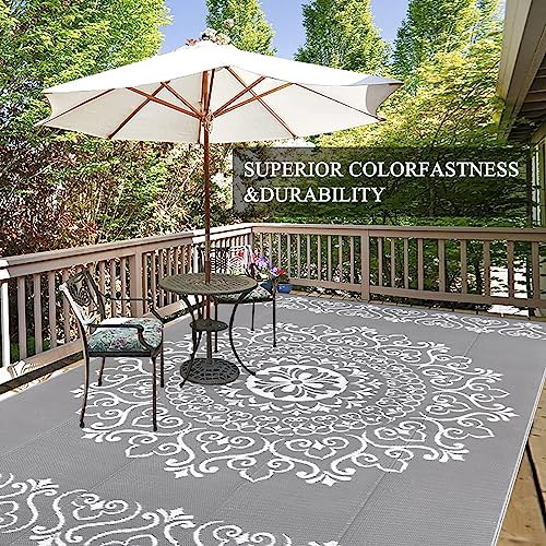 Tapete exterior impermeable Pauwer 9x12 pies reversible miniatura 6