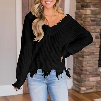 Women Plus Size Destroyed Sweater 