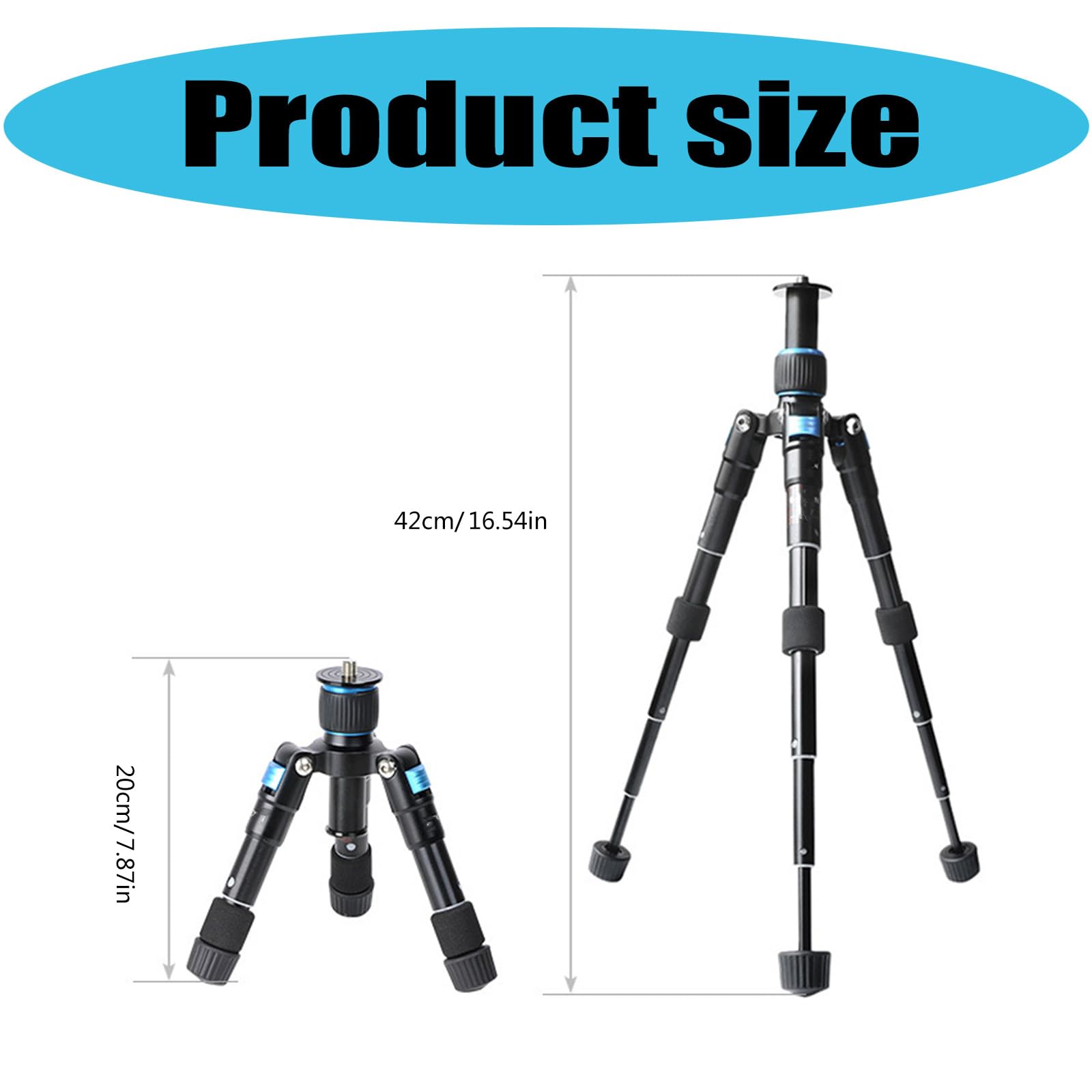 Treppiede da tavolo, monopiede pieghevole, in alluminio, regolabile in altezza, fino a 420 mm, capacità 5 kg per fotocamera DSLR, fotografia telefonica, treppiedi fotocamera DSLR, lega di alluminio