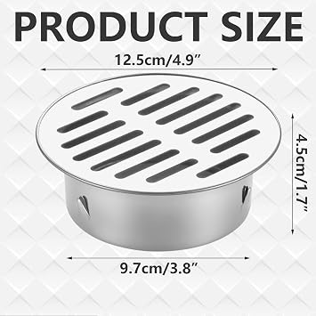 2Pcs Round Stainless Steel Floor Drain, Shower Drain Cover Anti Blocking Drain Grate For Bathroom, Kitchen, Toilet, Bathroom, Shower Room, Toilet, Laundry, Garden, 110 Flat Mouth