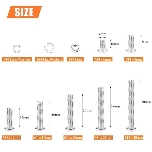 Miniatura 27 de 120 piezas M6 x 0.394 in /0.472 in /0.630 in /0.787 in /0.984 in /1.181 in /1.378 in, cabeza hexagonal, tornillos, arandelas, tuercas, kit