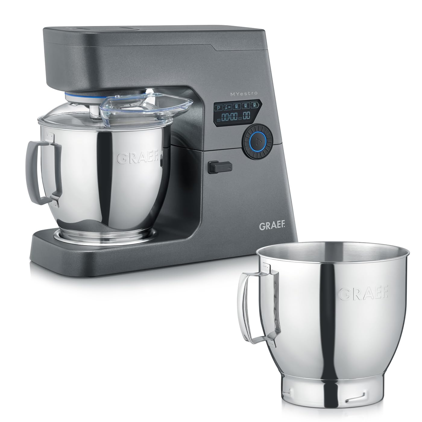 GRAEF robot de cocina MYestro KM7016 + vaso de acero inoxidable, amasadora con vaso de acero inoxidable de 7 l, batidora multifunción con motor de corriente continua silencioso y eficiente de 800 W