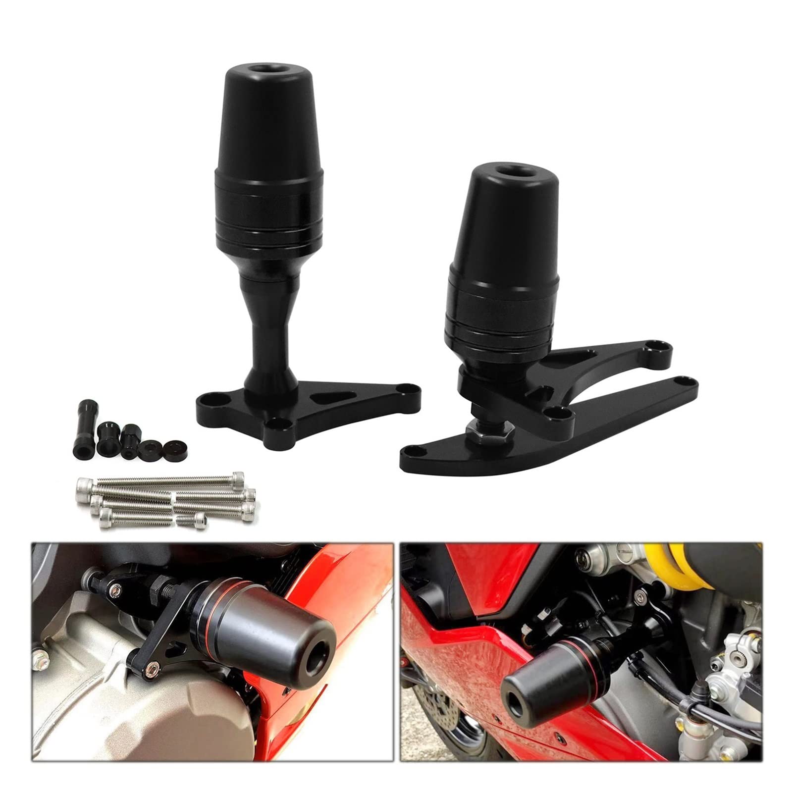 Motocykl CNC Aluminiowa Rama Suwaki Crash Pads Osłona Owiewki Ochrona Dla Ducati Panigale V2 Panigale V2S 2019 2020 2021 (Kolor : Czarny)
