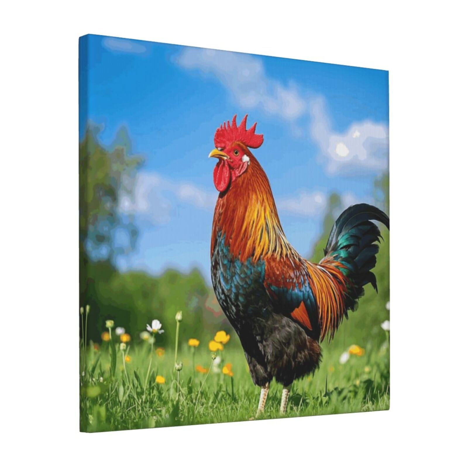 FodPand rooster Canvas Wall Art for Living Room Wall Decor 12"x12" Modern Artwork Painting Pictures Hanging Canvas Prints Aesthetic Wall Art for Bedroom Bathroom Office Wallart Decor