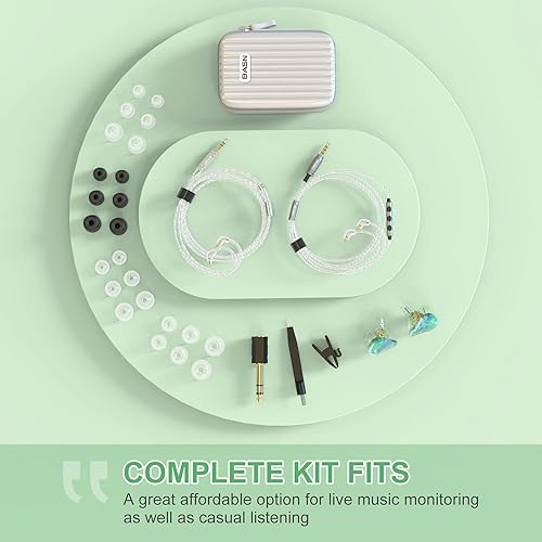 Miniatura 5 de BASN MMCX - Auriculares con monitor intrauditivo, con aislamiento de ruido de triple conductor para músicos con 2 cables desmontables mejorados