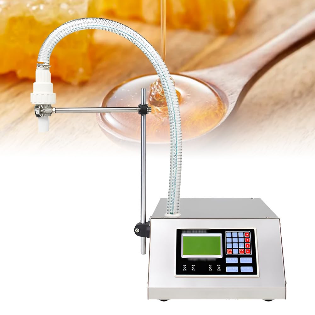 Automatyczna cyfrowa maszyna do napełniania płynem do butelek, szybkość napełniania 17 l/min, zakres napełniania 0,01-999,99 l, odpowiednia do produktów płynnych, takich jak miód, perfumy i olej