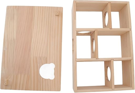 Hamster House with Movable Roof 6 Bedrooms for Pets, Hideout Cabin, Log House, to Hide and Explore Hut Cage Accessories for Dwarf Hamster, Gerbil, Rat