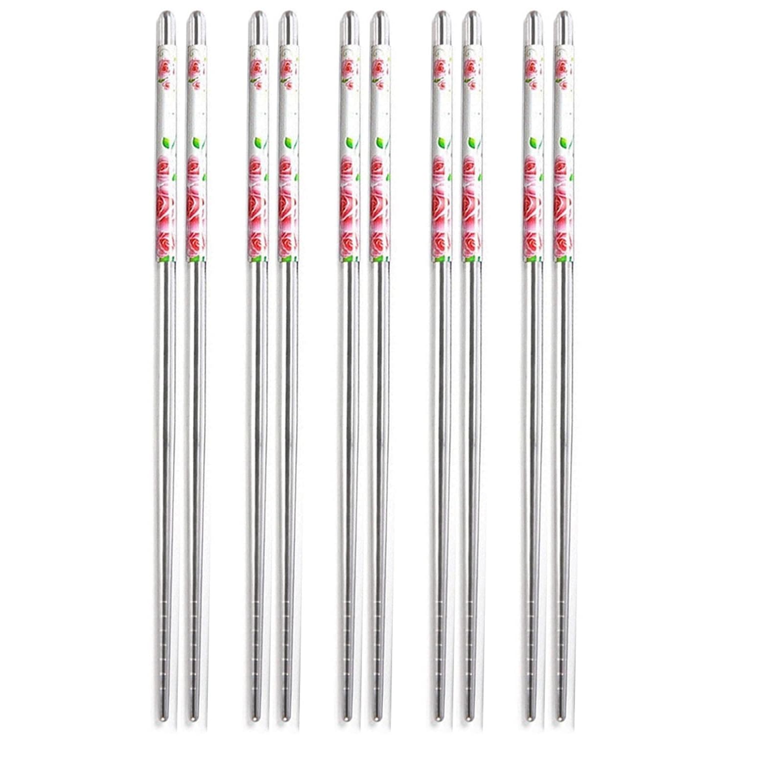 Chopsticks 5 Pairs Epsilon Metal Chopsticks 23 cm Long Stainless Steel Reusable Chop Sticks for Noodles Sushi Hotpot Square Grip to Hold Food Perfectly Lightweight Chopsteak for Home (Pink ss 5 Pair) (B0BT1VP4BP) Amazon Price History, Amazon Price Tracker