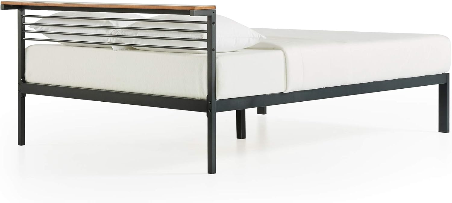 Mellow HYLLE Metal Platform Bed with Headboard Shelf, Solid Pine Wood, Easy Assembly, King, SHPB-HYK