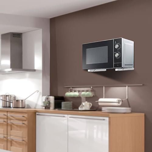 Miniatura 5 de Soporte de pared para estante, soporte universal de acero inoxidable para microondas, estante plegable ajustable y resistente, para accesorios de