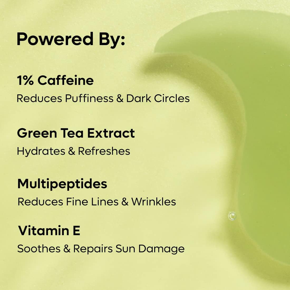 mCaffeine Green Tea Hydrogel Under Eye Patches for Fine Lines Reduction | Cooling Under Eye Patch Mask with 1% Caffeine for Instant Hydration & De-Puffing | 15 Pairs 3