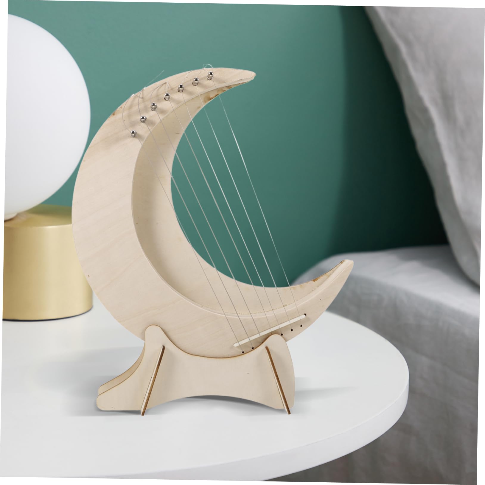 TOYANDONA Arpa de Madera de 7 Tonos Forma de Luna, Instrumento Musical Portátil para Principiantes Diseño Creativo y Sonido Melodioso y Brillante