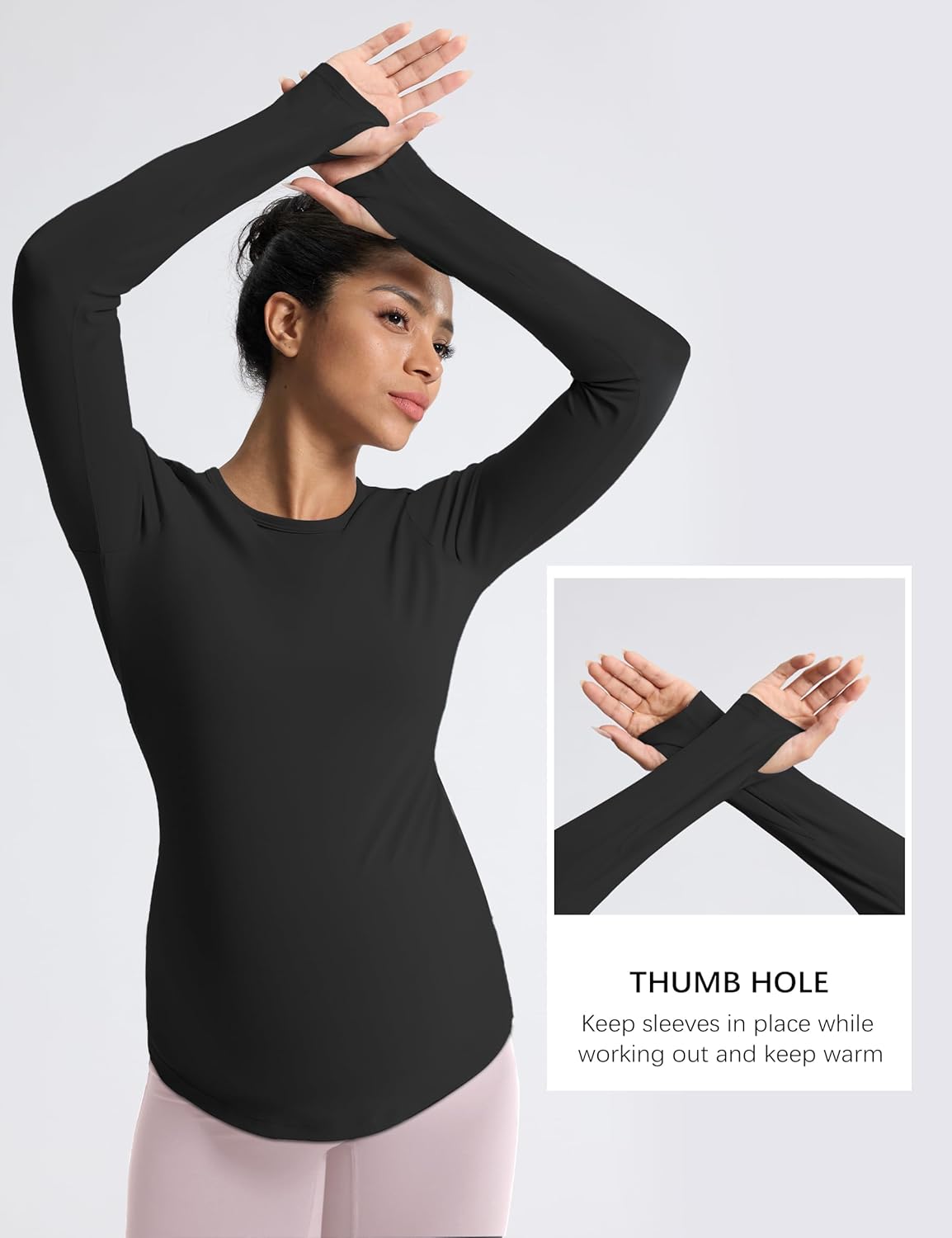 Mama Land Long Sleeve Maternity Shirts - Pregnancy Workout Yoga Tops Crewneck Casual Activewear with Thumbholes - Image 4