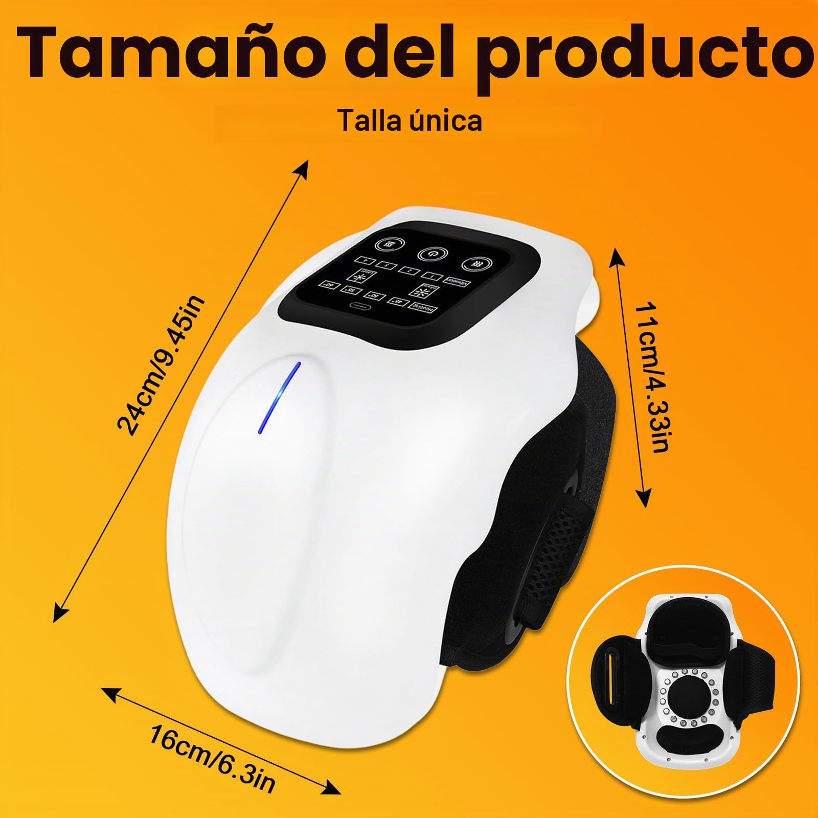 Masajeador de Rodilla Inalámbrico, 4 Niveles de Calor y 4 Modos de Vibración Masaje, Alivio del Dolor Articular por Infrarrojos de Calor Profundo para la Artritis, Tirón de Ligamentos y Lesiones Muscu