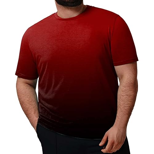 Men's Loose Fit Plus Size T-Shirt Short Sleeve Crewneck Gradient Ombre Color Graphic Tee Tops (Available in Big & Tall)