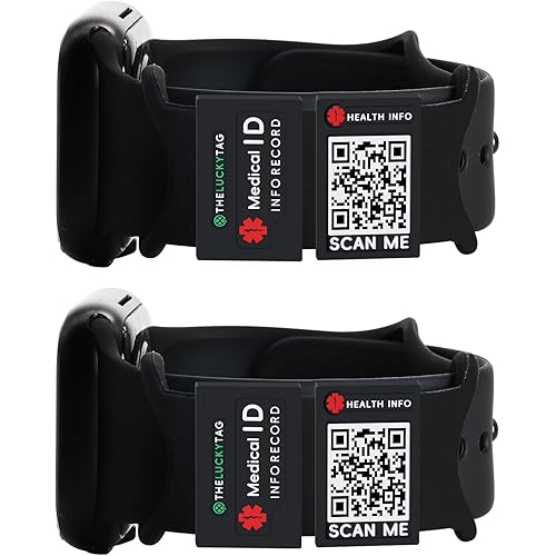 Medical Alert ID Tag for Watch Band Engraved QR Code Watch Safety Plate, Fitness Runners ID tag for Sport Smartwatch - More Space Custom Emergency Medical Info-Without Watchband